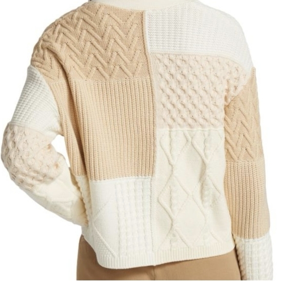 Rails Patchwork Cardigan in Cream and Tan - Picture 3 of 7